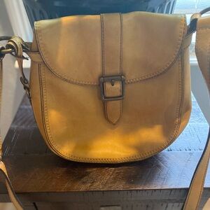 Yellow Fossil Leather Crossbody handbag